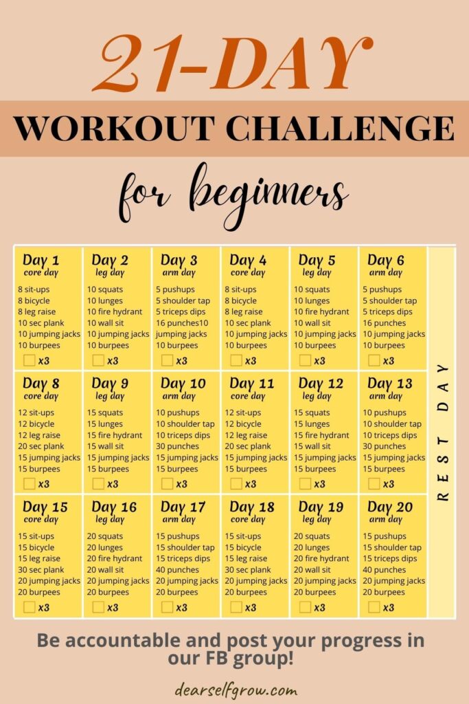 21-day workout challenge for beginners